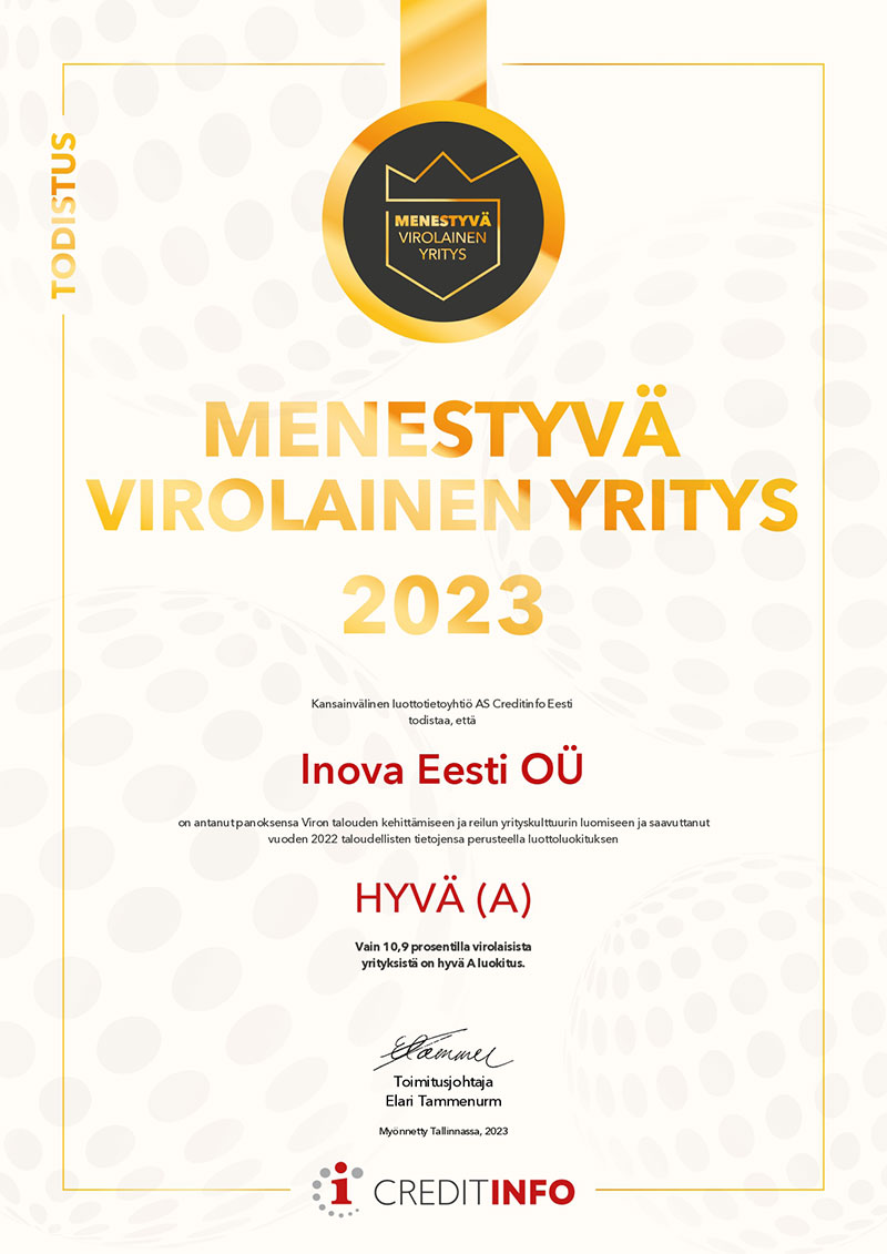 Menestyvä Virolainen Yritys 2023 - Inova